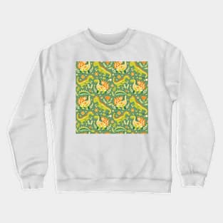 Delightful Dinosaurs in Enchanted Garden Pattern Crewneck Sweatshirt